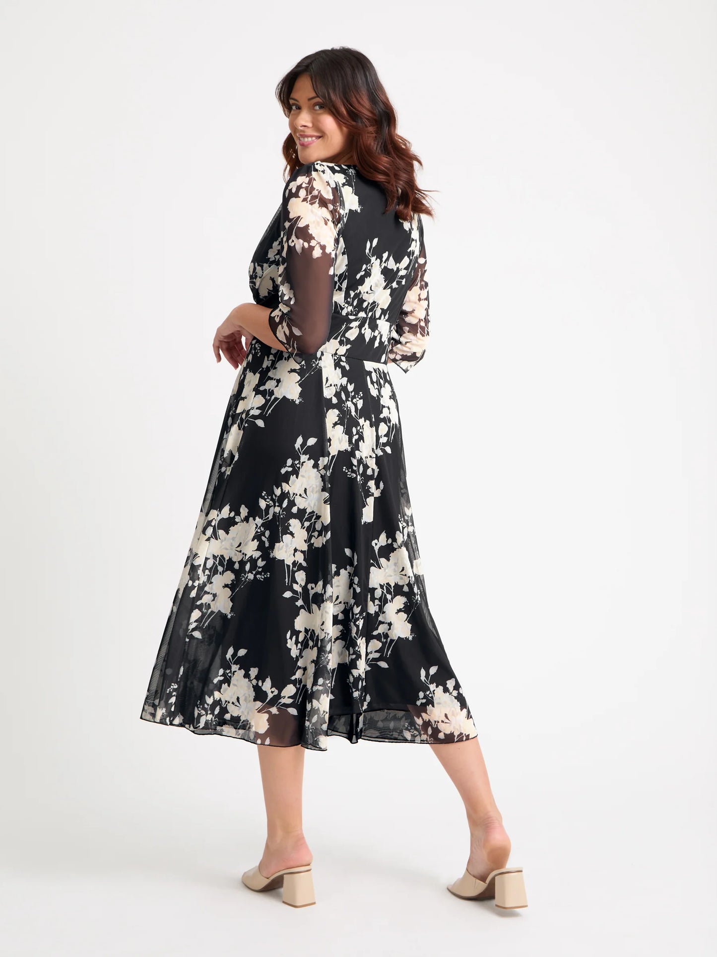 Scarlett & Jo Helena Black Ivory Midi Dress