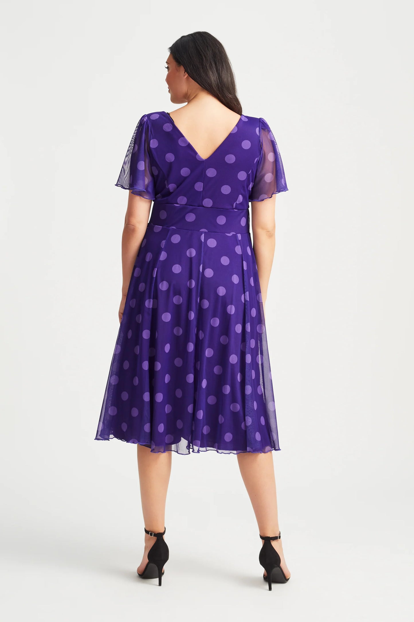 Scarlett & Jo Victoria Purple Spot Midi Dress