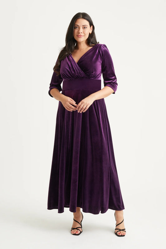 Scarlett & Jo Verity Velvet Purple Maxi Dress