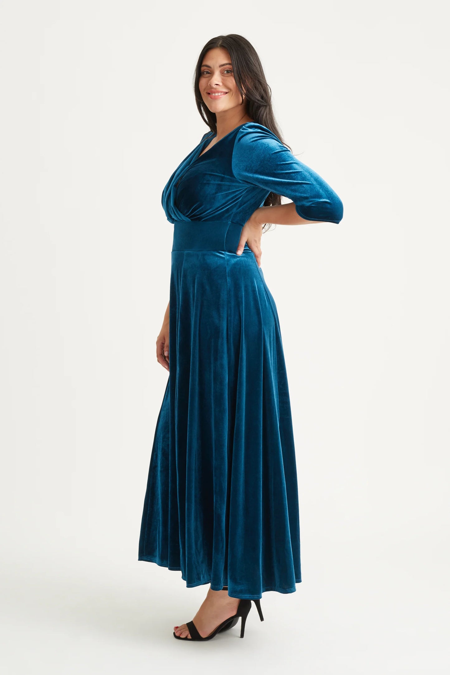 Scarlett & Jo Verity Teal Velvet Maxi Dress