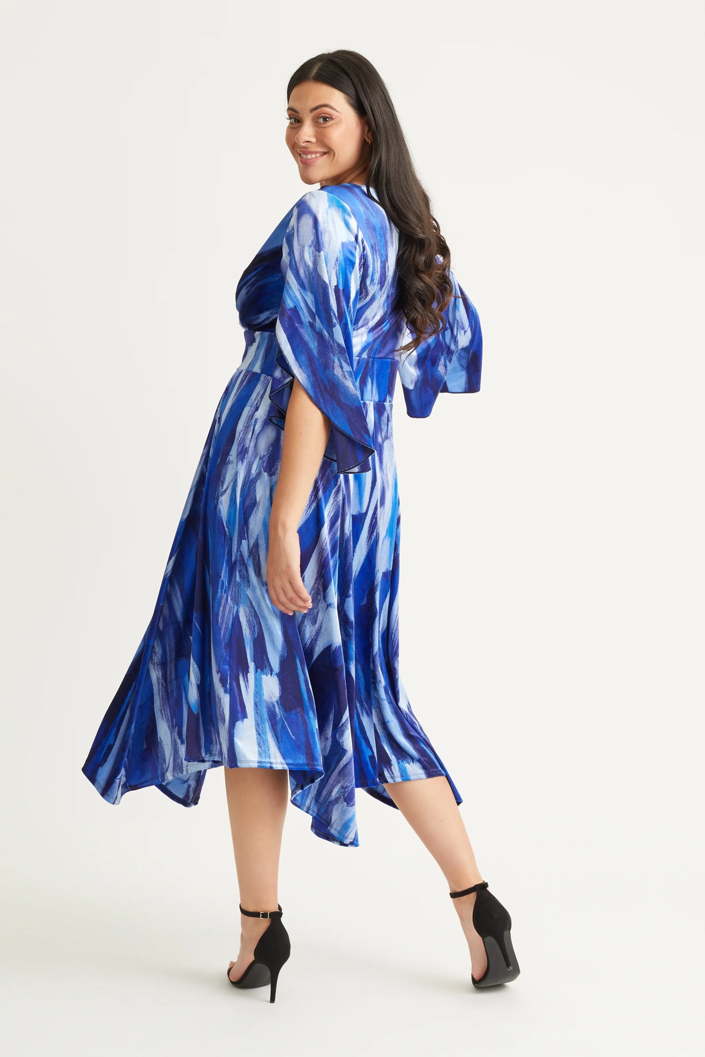 Scarlett & Jo Soraya Blue Velvet Hanky Hem Dress