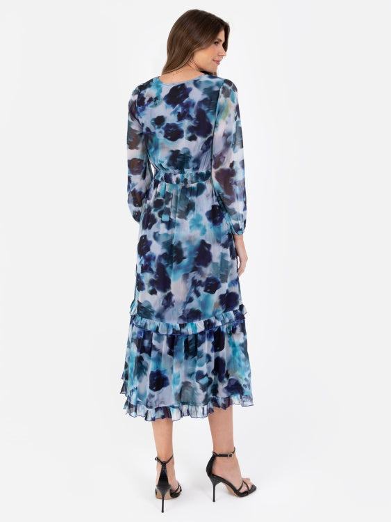 Lovedrobe Abstract Print Long Sleeve Midi Dress
