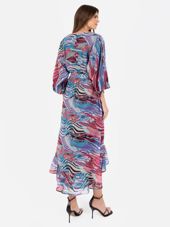 Lovedrobe Abstract Print High Low Midi Dress