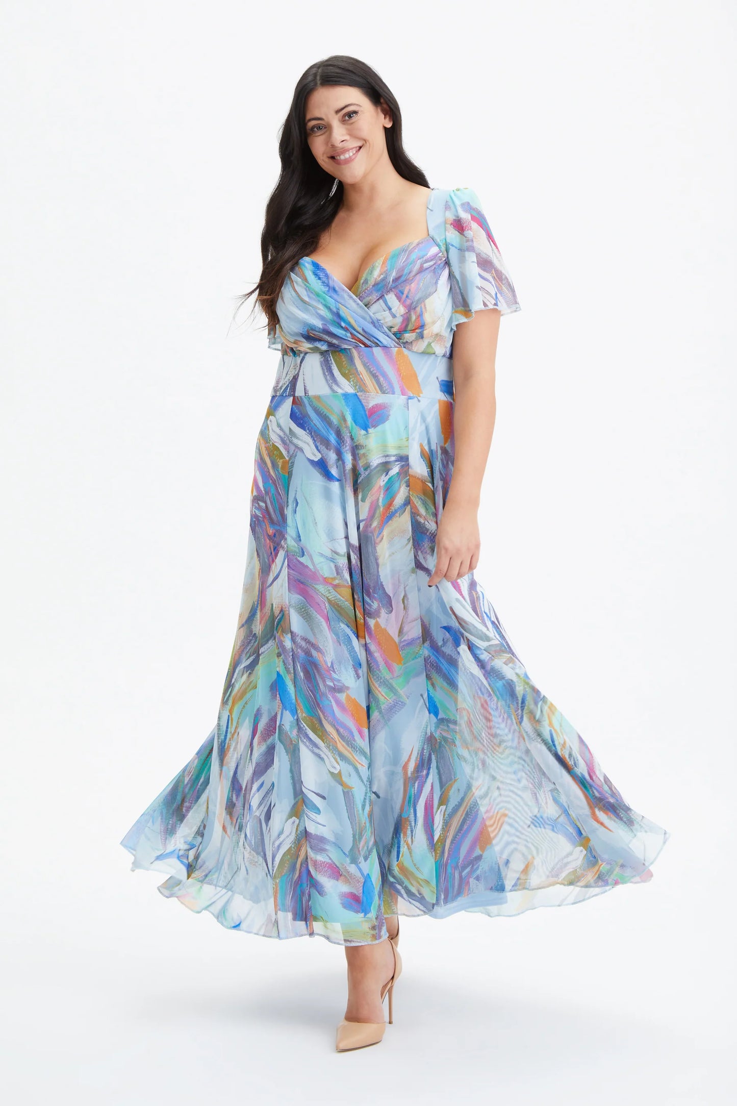 Scarlett & Jo Kemi Sky Feather Maxi Dress