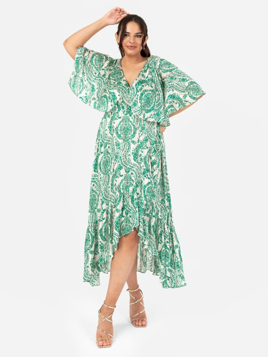 Lovedrobe Green Cape Sleeve Dress