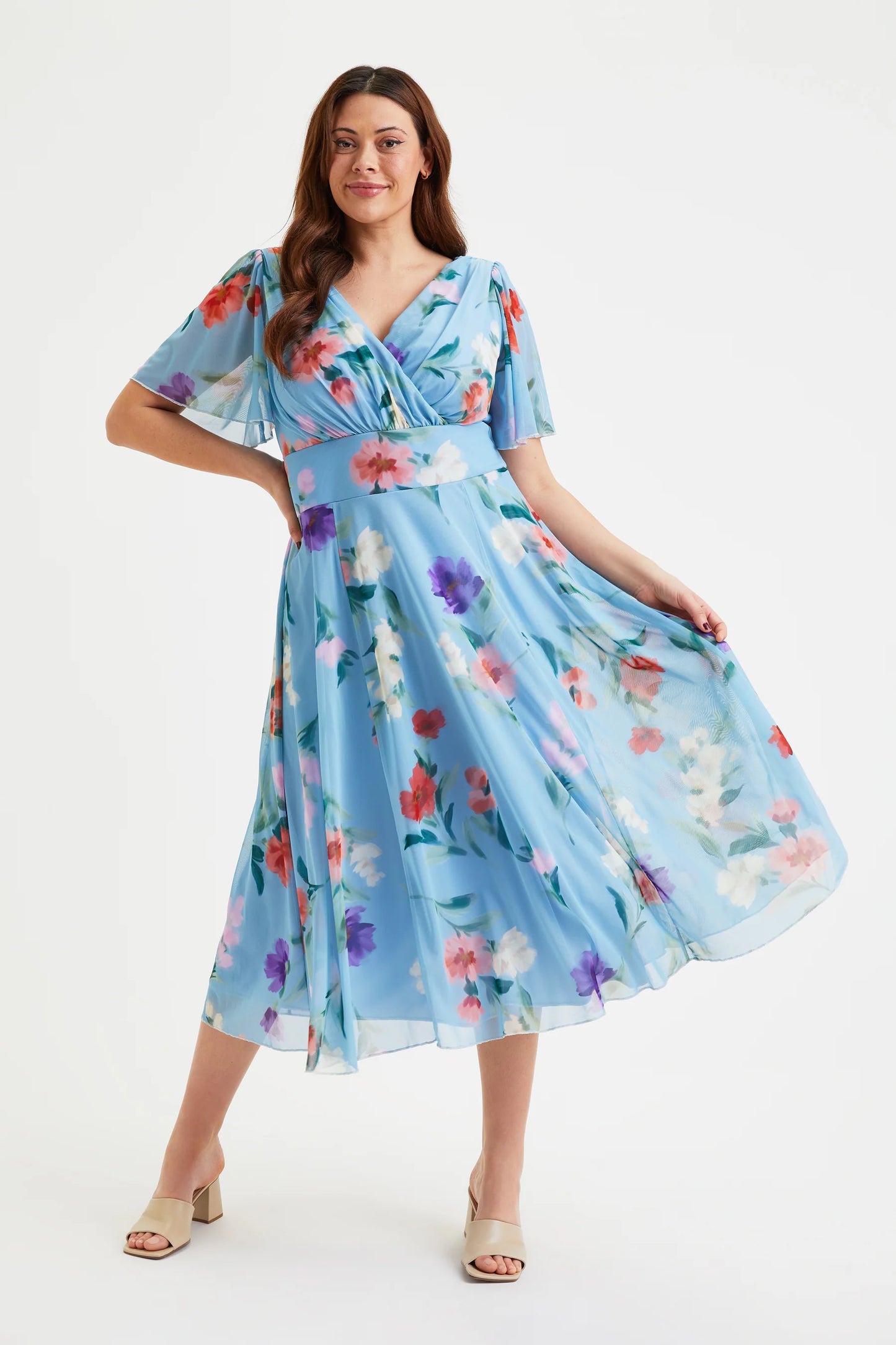 Scarlett & Jo Victoria Blue Red Purple Midi Dress