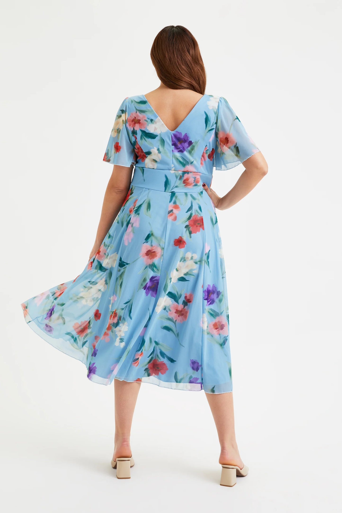 Scarlett & Jo Victoria Blue Red Purple Midi Dress