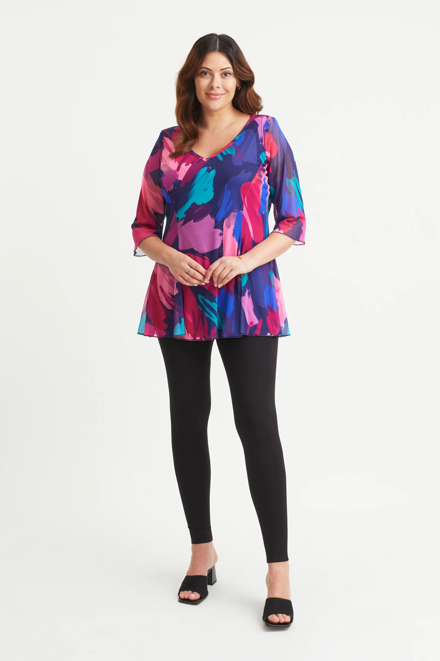 Scarlett & Jo Navy Splash V Neck Tunic