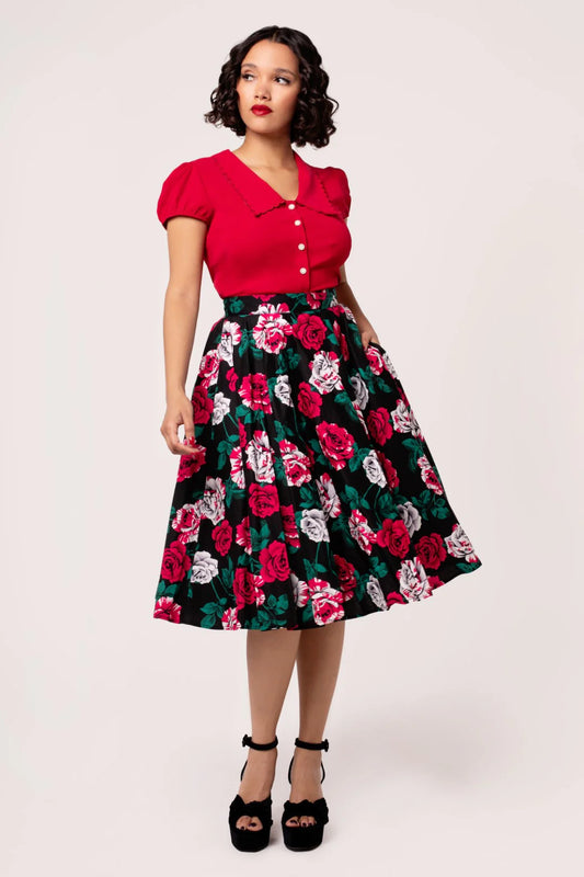 Hell Bunny Paint Me Roses Skirt