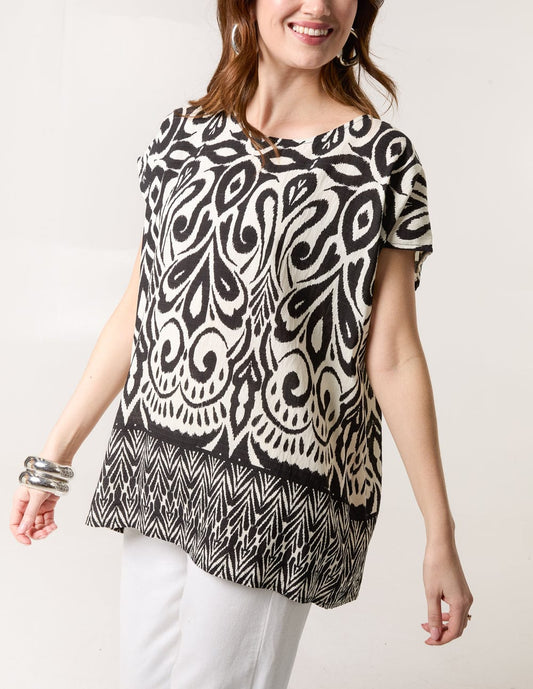 Abstract Print Monochrome Top