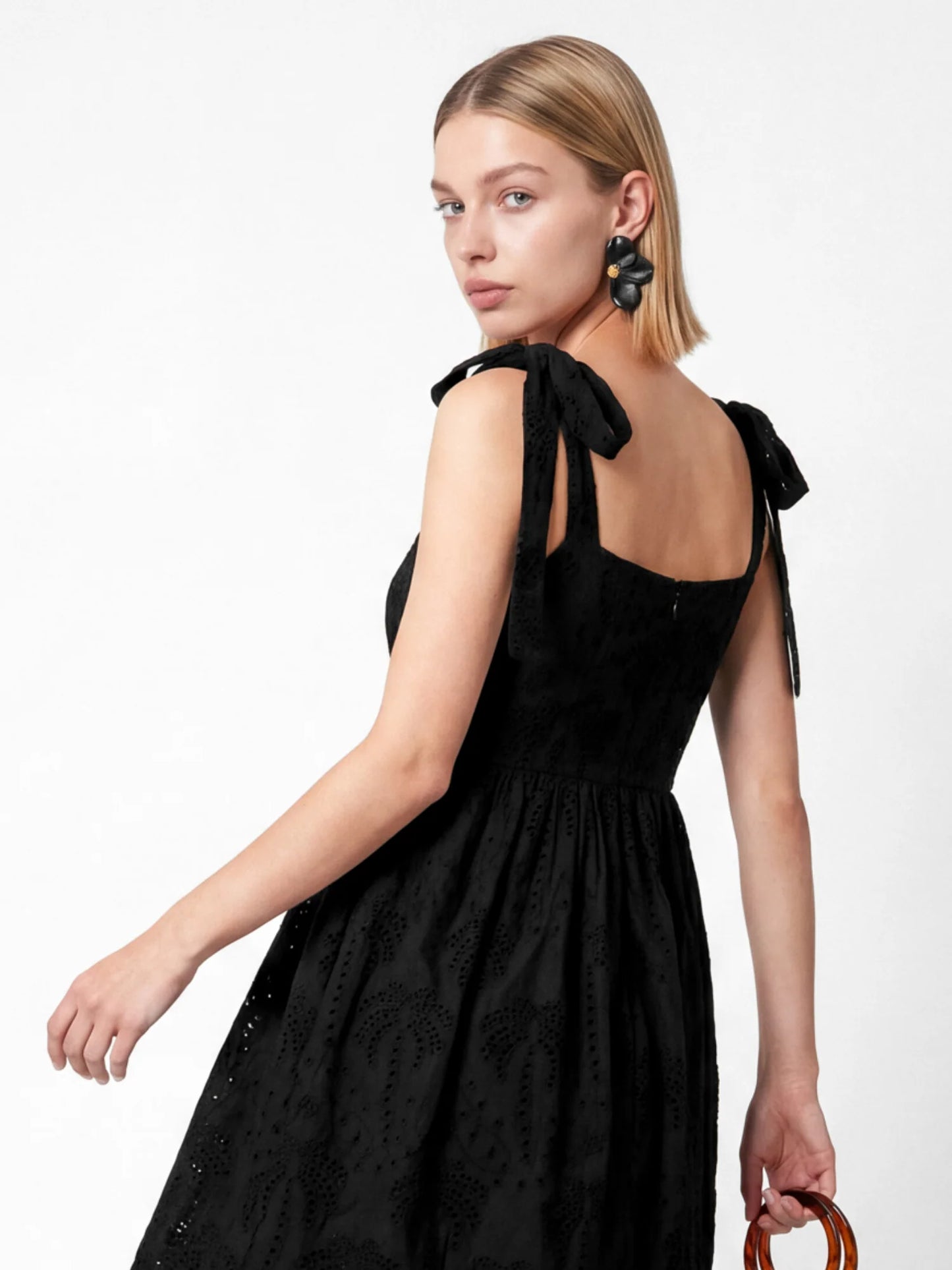 Lovedrobe Black Palm Broderie Mini Dress