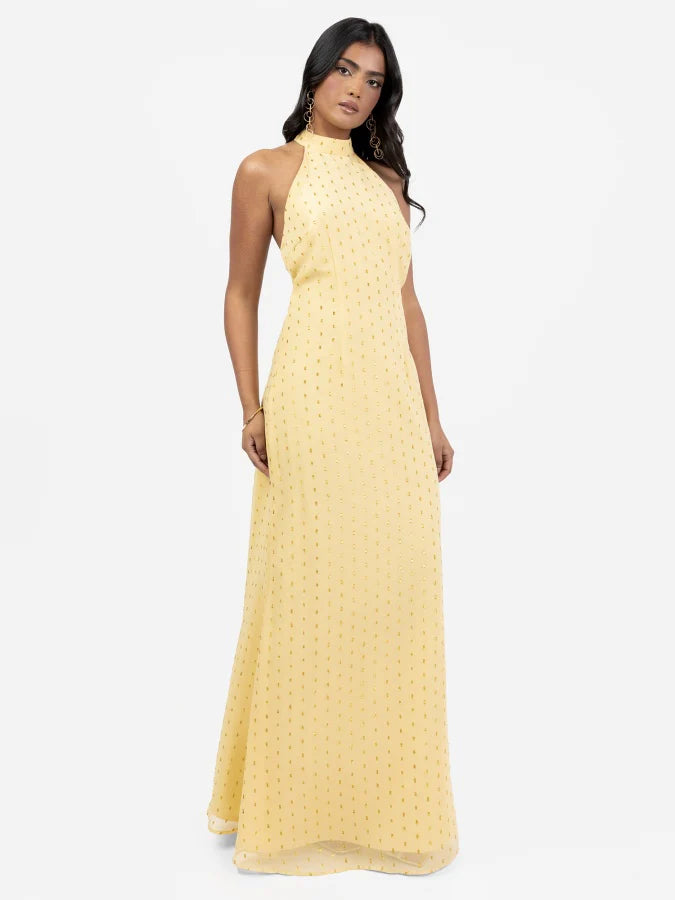 Anaya Chili Red Halter Neck With Open Back Maxi Dress