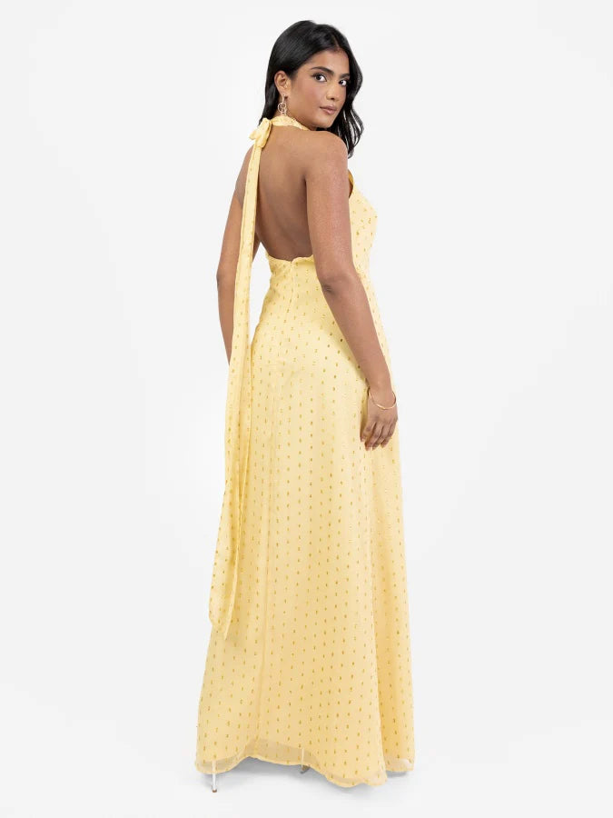 Anaya Chili Red Halter Neck With Open Back Maxi Dress