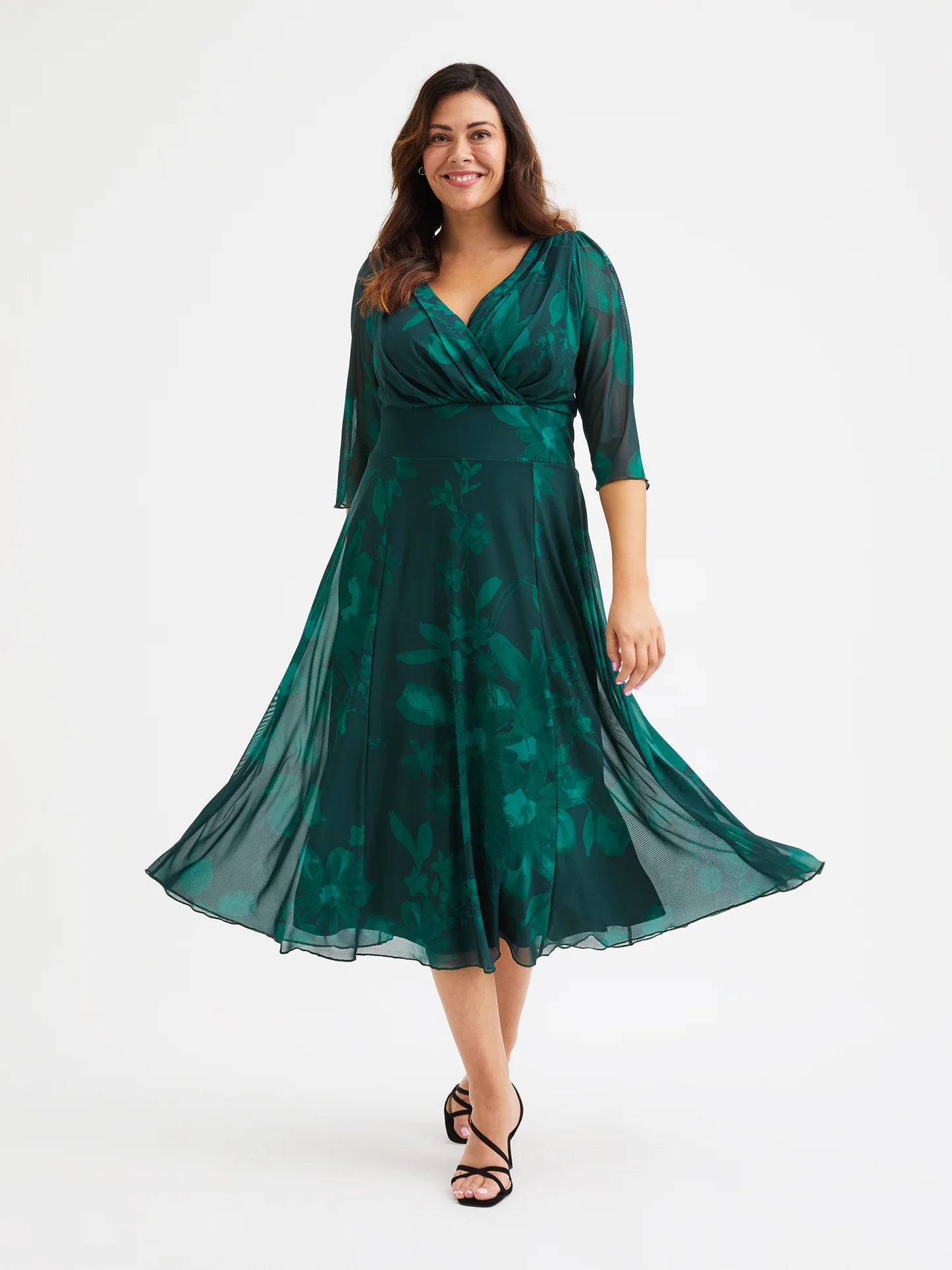 Scarlett & Jo Helena Petite Green Tone Midi Dress