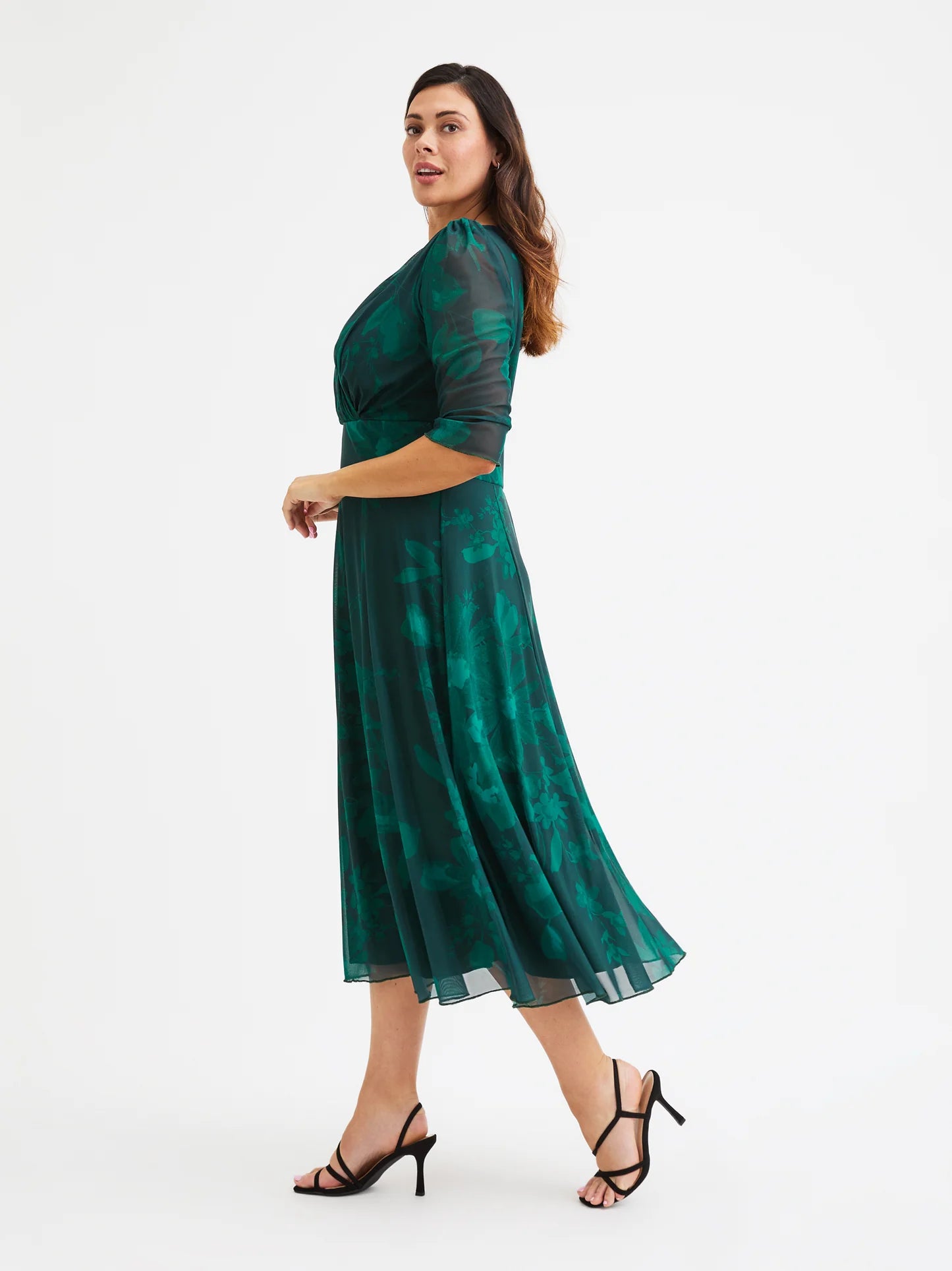 Scarlett & Jo Helena Petite Green Tone Midi Dress