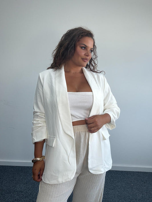 Ruched Sleeve Blazer