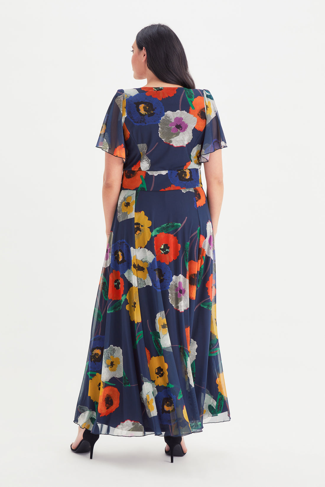 Scarlett & Jo Kemi Navy Poppy Print Maxi Dress