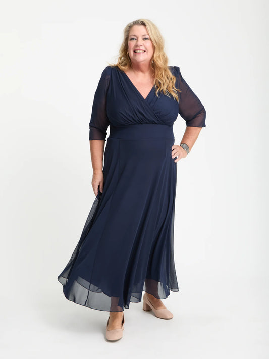 Scarlett & Jo Petite Verity Navy Midi Dress