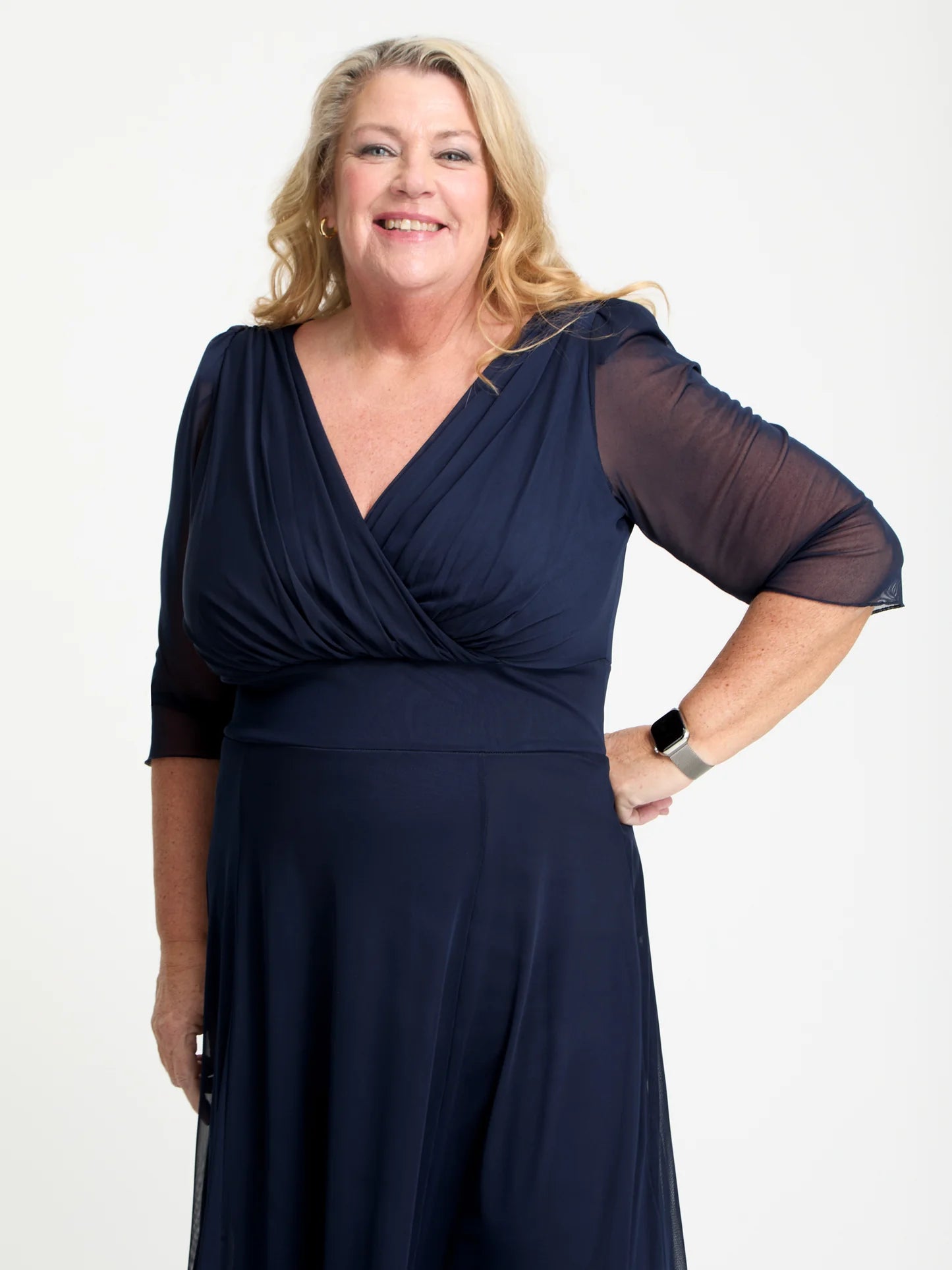 Scarlett & Jo Petite Verity Navy Midi Dress
