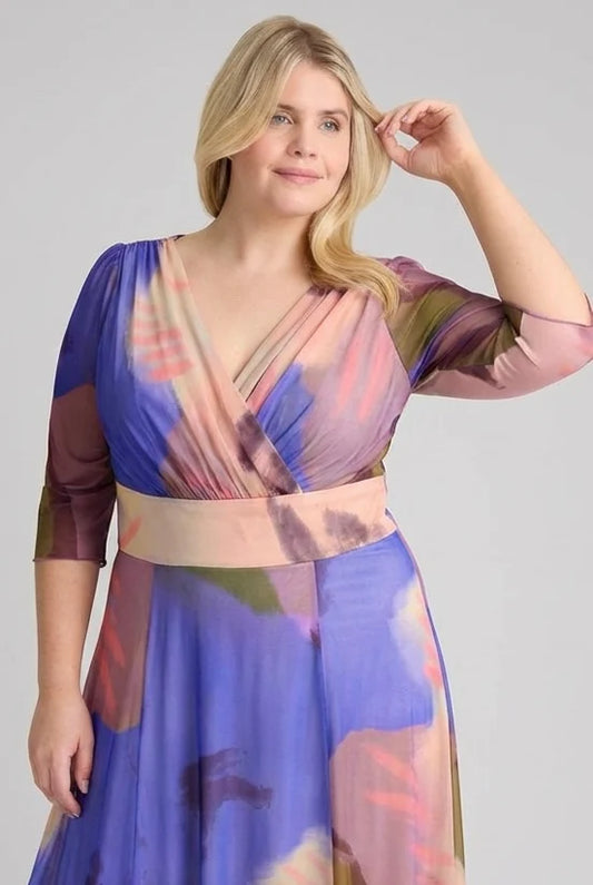 Scarlett & Jo Verity Aqua Blue Peach Maxi Dress