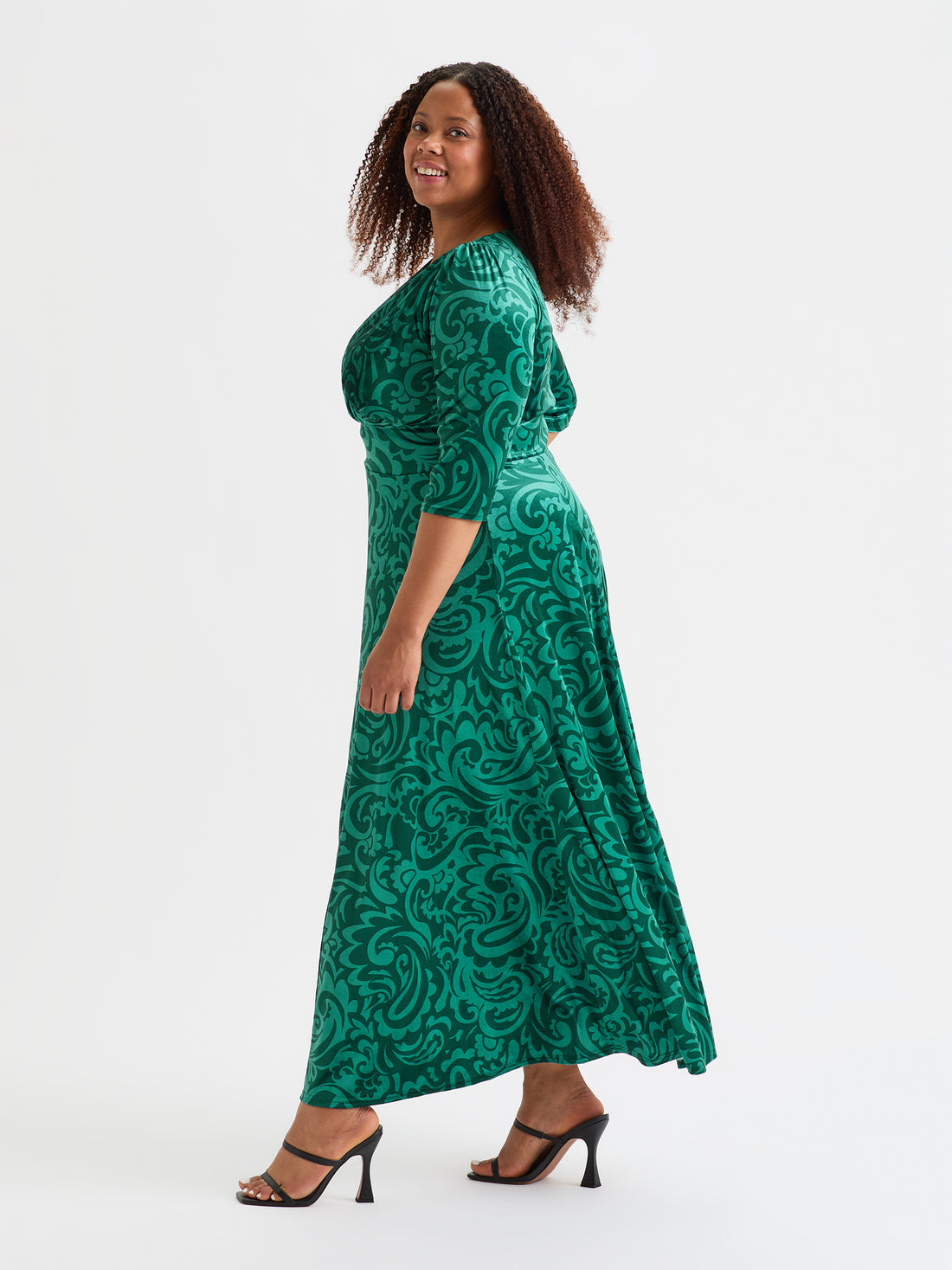 Scarlett & Jo Verity Velvet Dark Green Pucci Maxi Dress