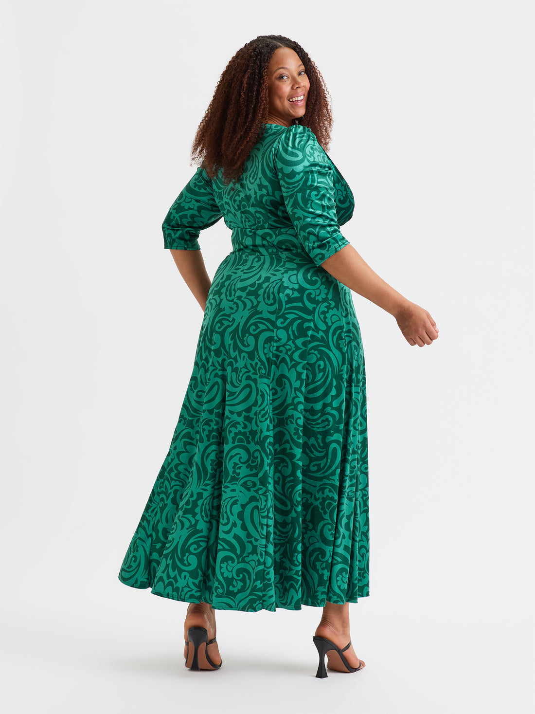 Scarlett & Jo Verity Velvet Dark Green Pucci Maxi Dress