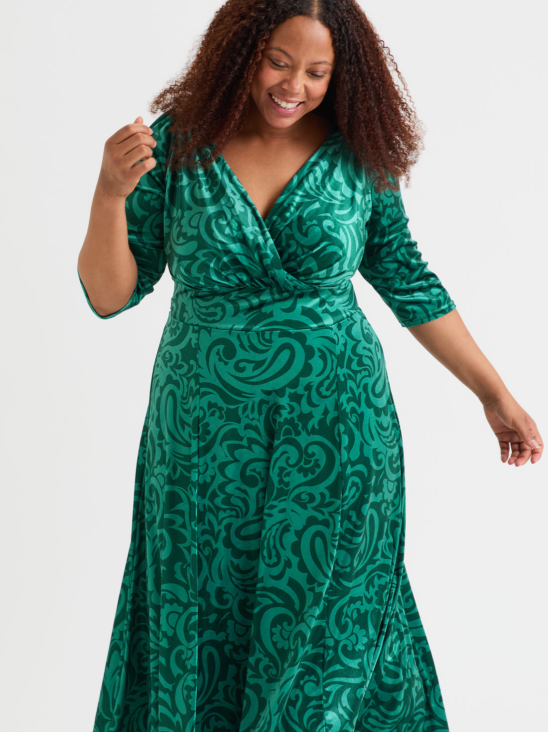 Scarlett & Jo Verity Velvet Dark Green Pucci Maxi Dress