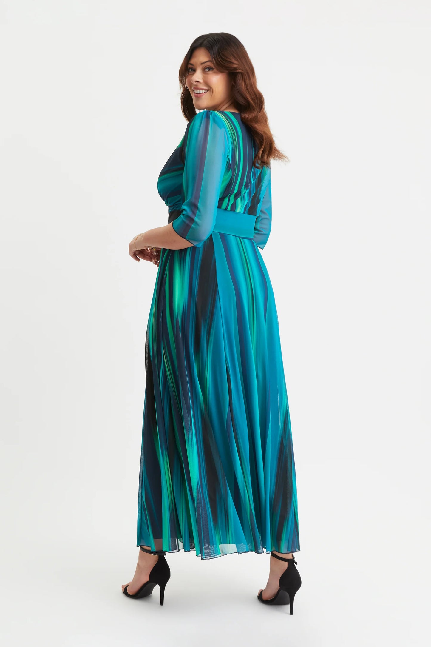 Scarlett & Jo Verity Green Ikat Print Maxi Gown