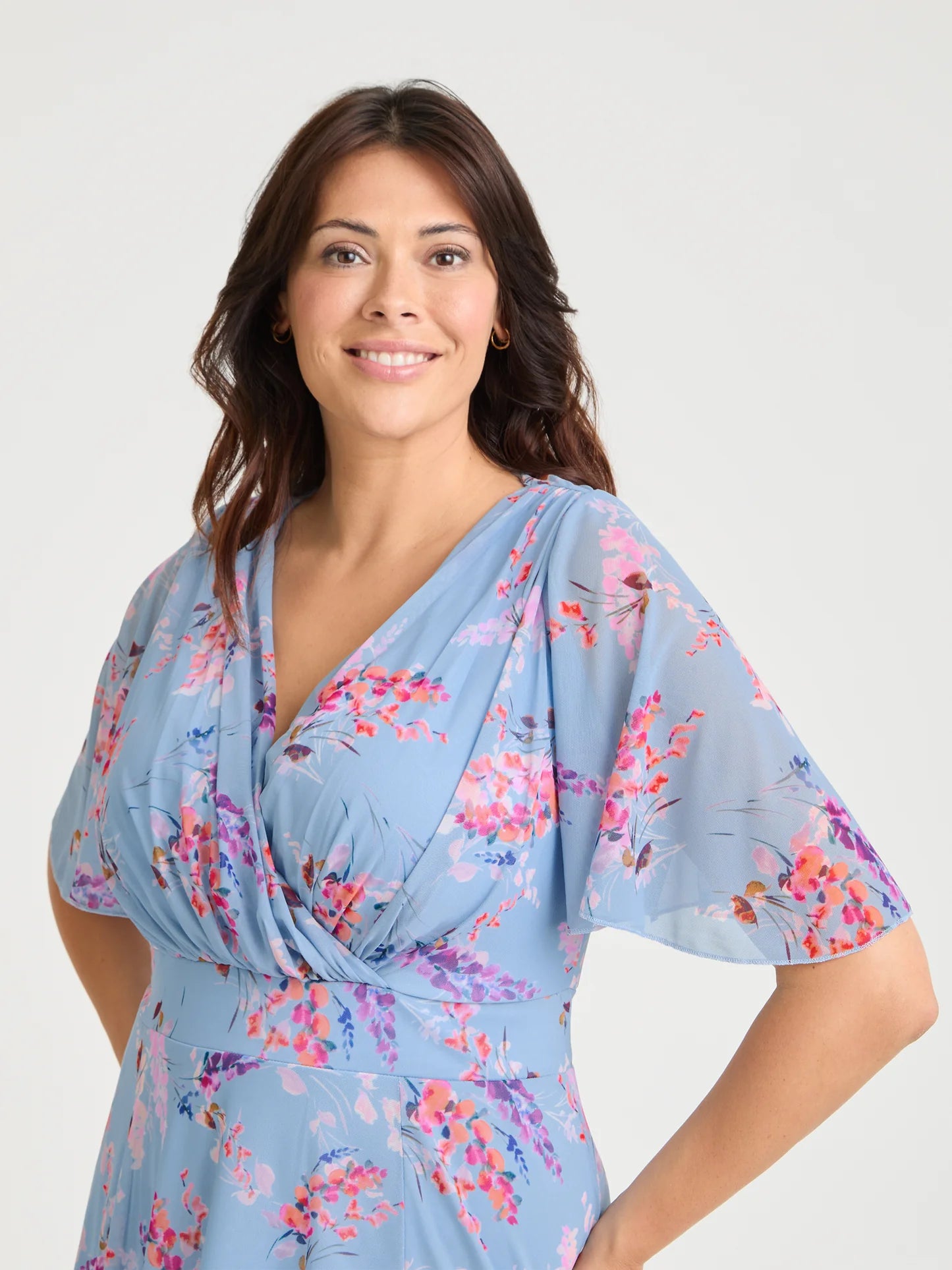 Scarlett & Jo Julie Blue Multi Hanky Hem Dress