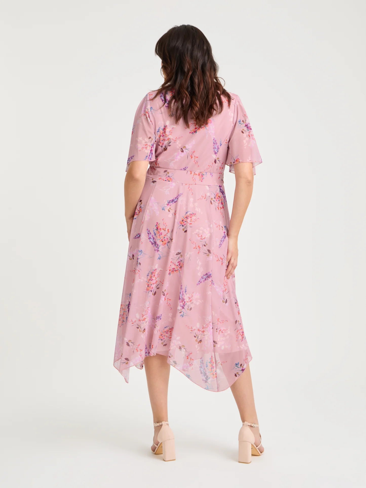 Scarlett & Jo Julie Pink Multi Hanky Hem Dress