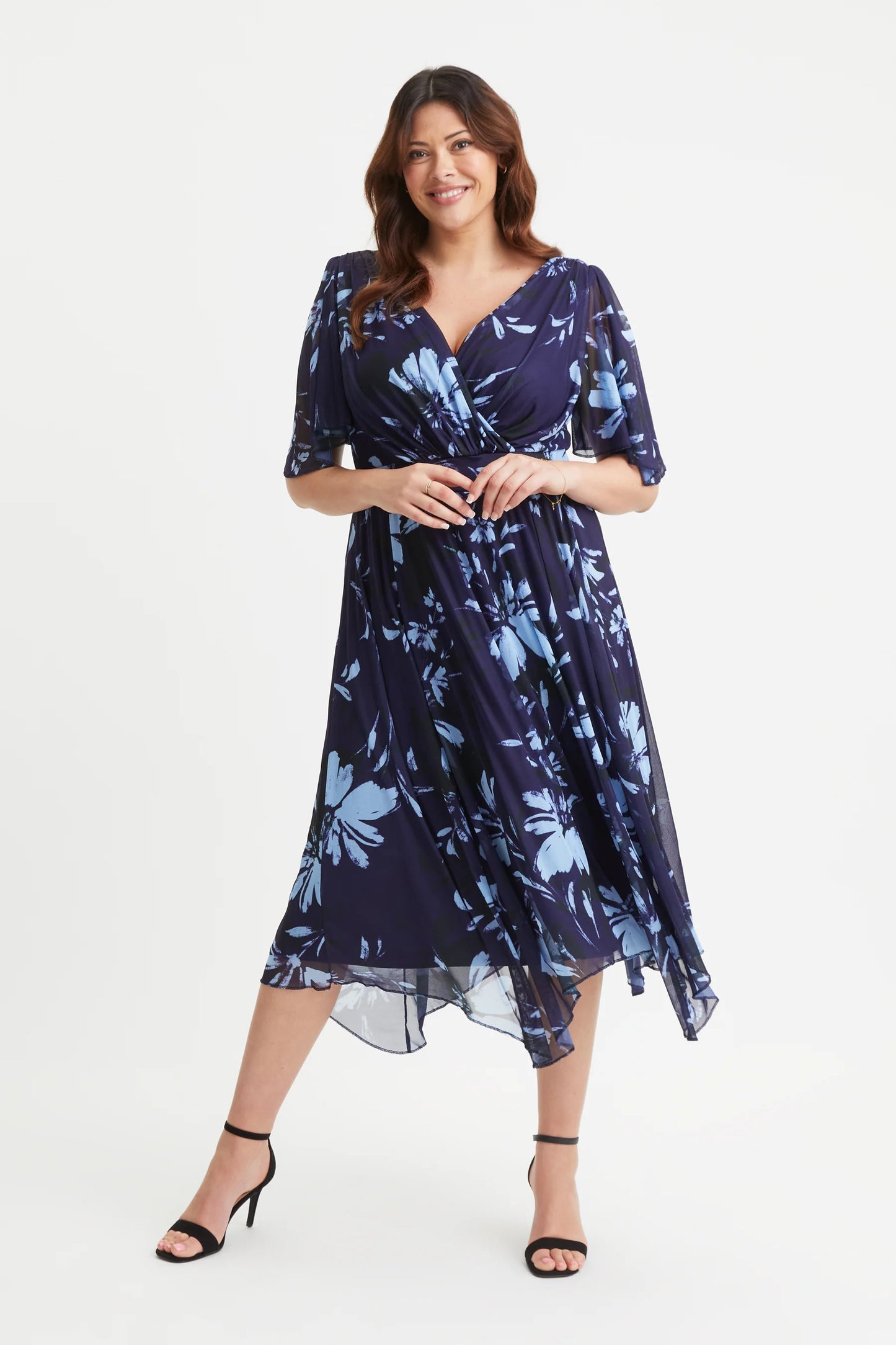 Scarlett & Jo Julie Navy Blue Hanky Hem Dress