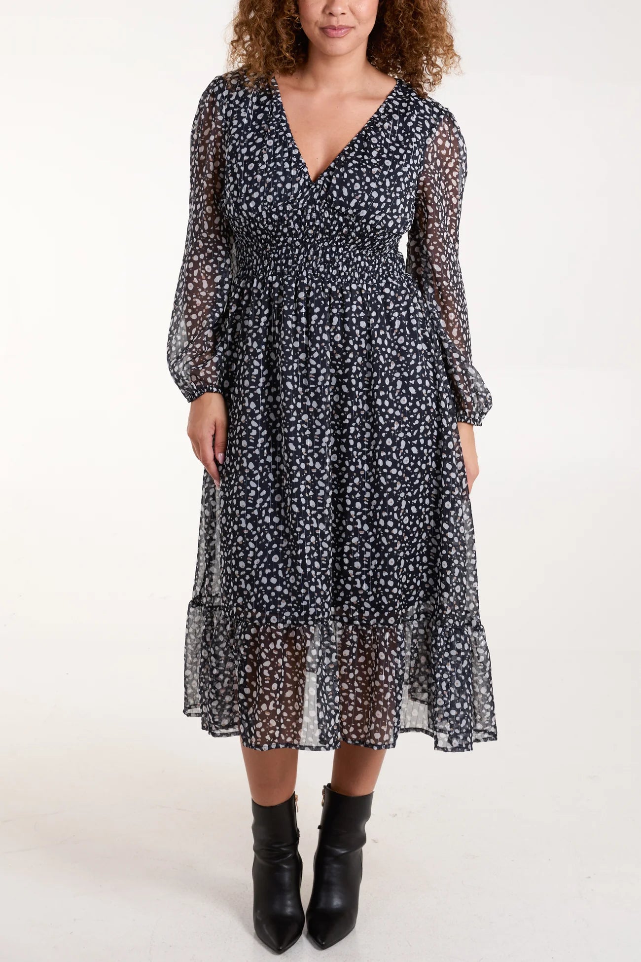 Spot V Neck Dress