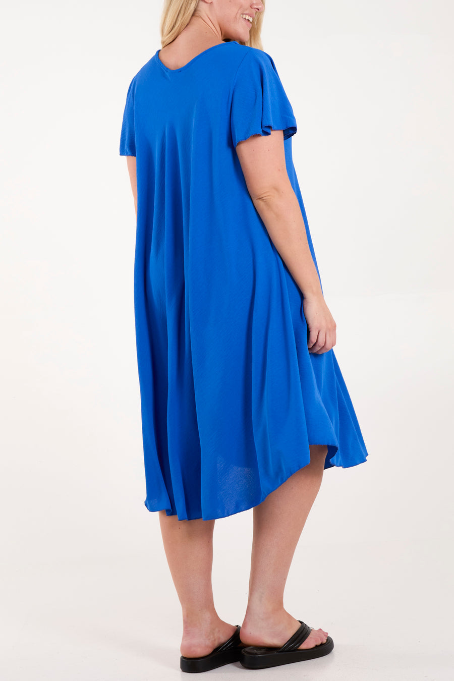 Angel Sleeve V Neck Smock Dress