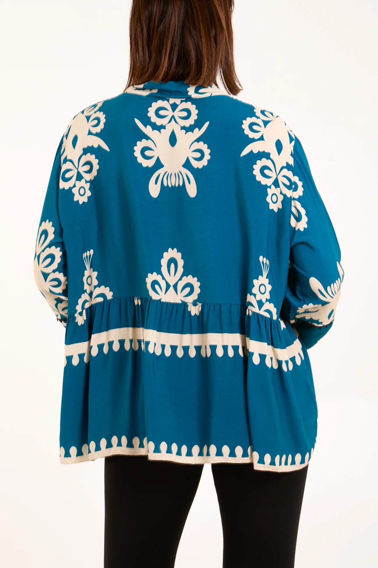 Tribal Tied Front Smock Blouse