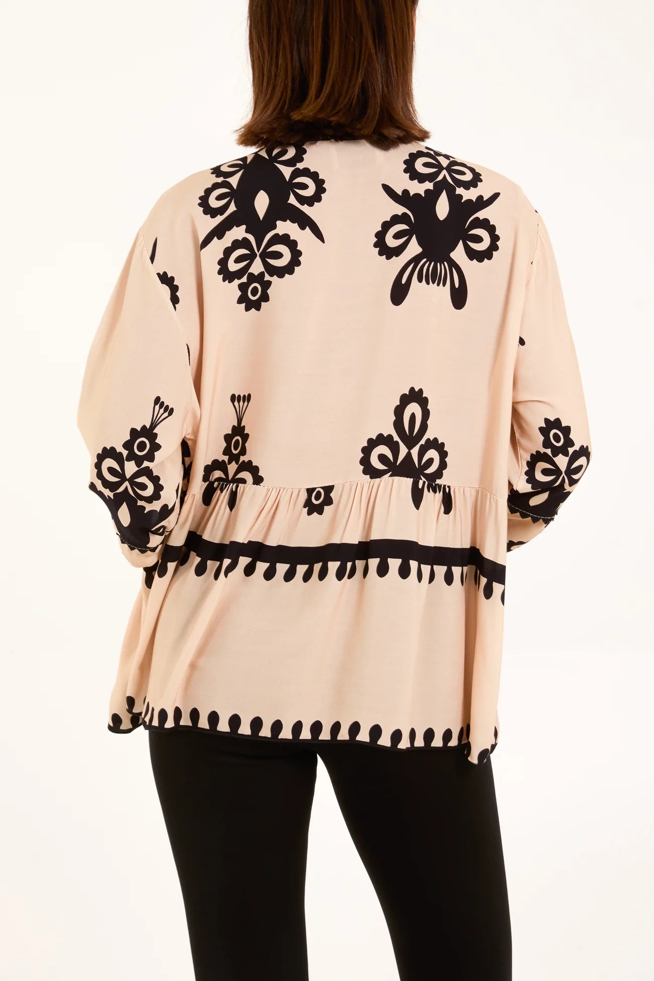 Tribal Tied Front Smock Blouse