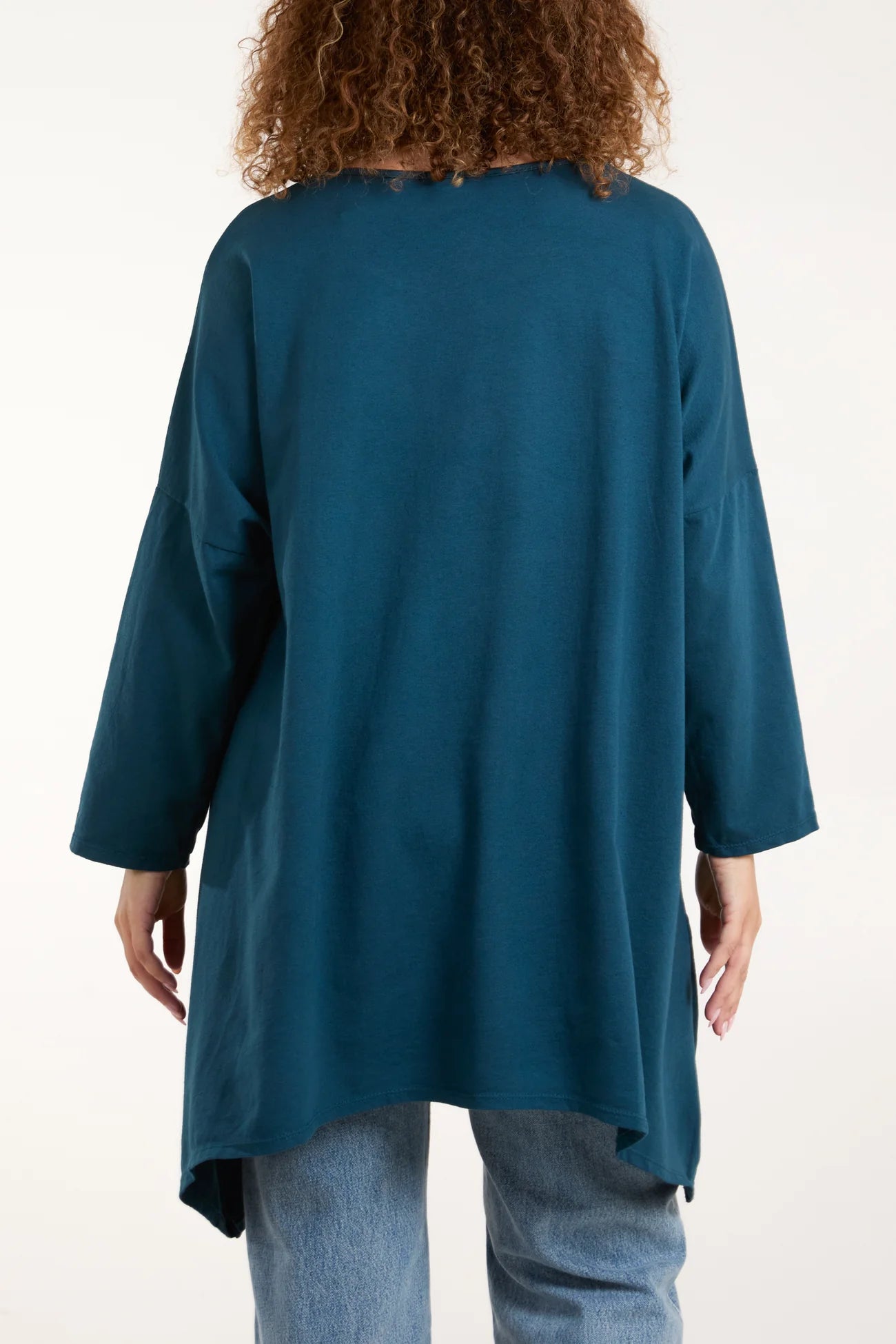 Asymmetric Long Sleeve Pocket Tunic Top