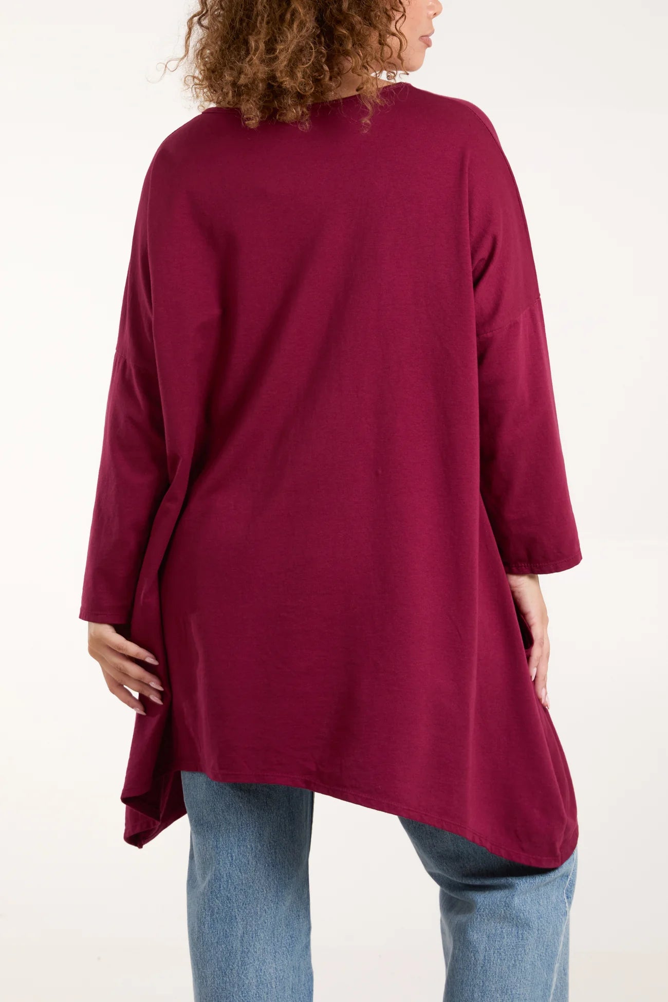 Asymmetric Long Sleeve Pocket Tunic Top