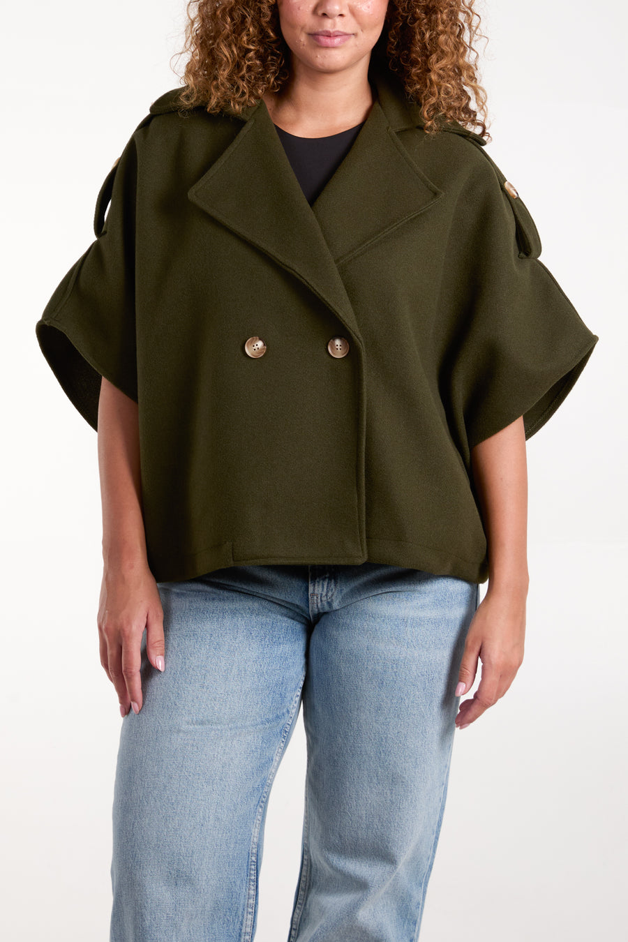 Double Breasted Lapel Short Cape