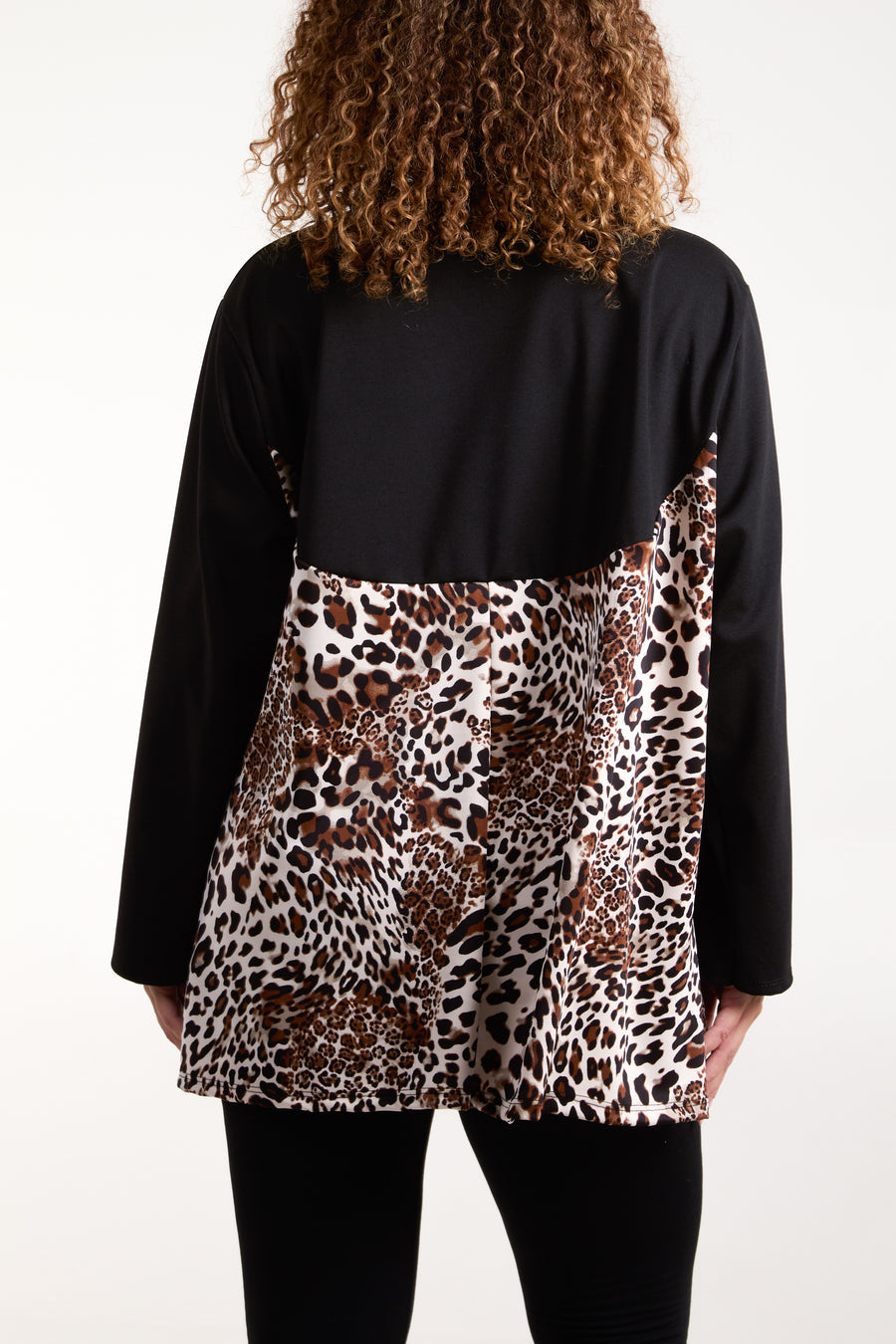 Black Jumper with Leopard Print Panels