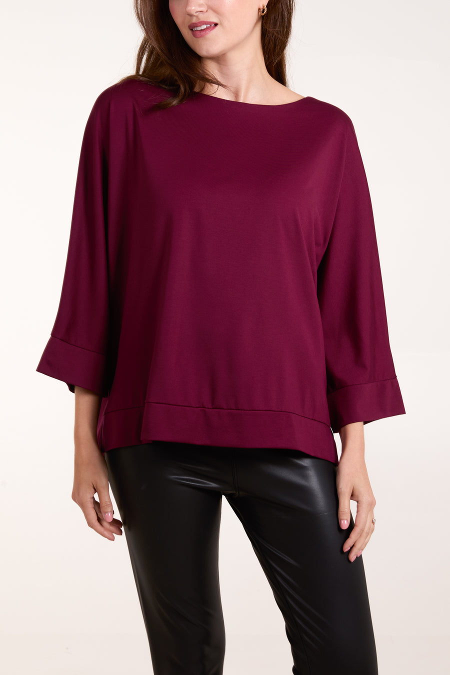 Boat Neck Bat Wing Sleeve Top