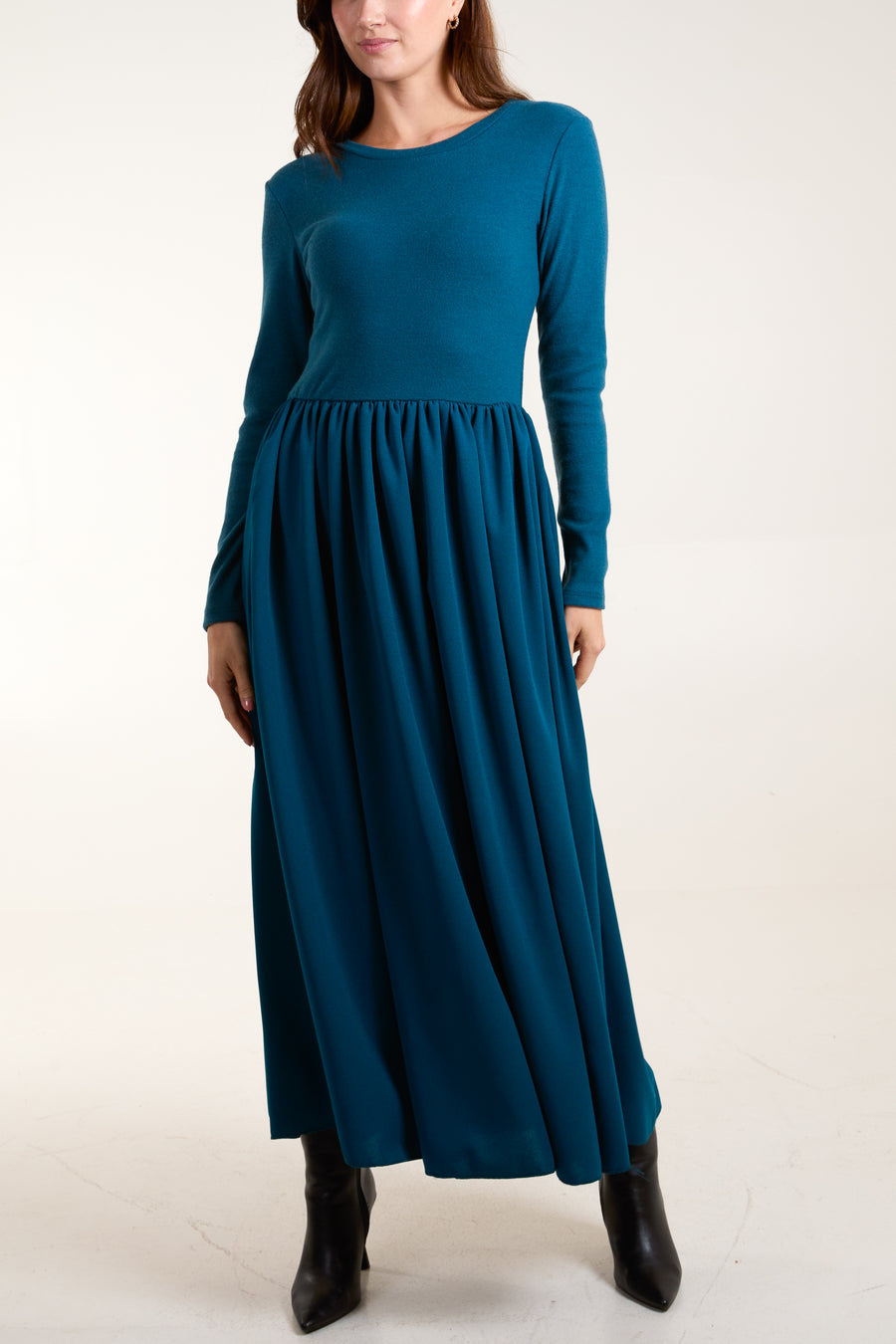 Knit Bodice Midi Dress