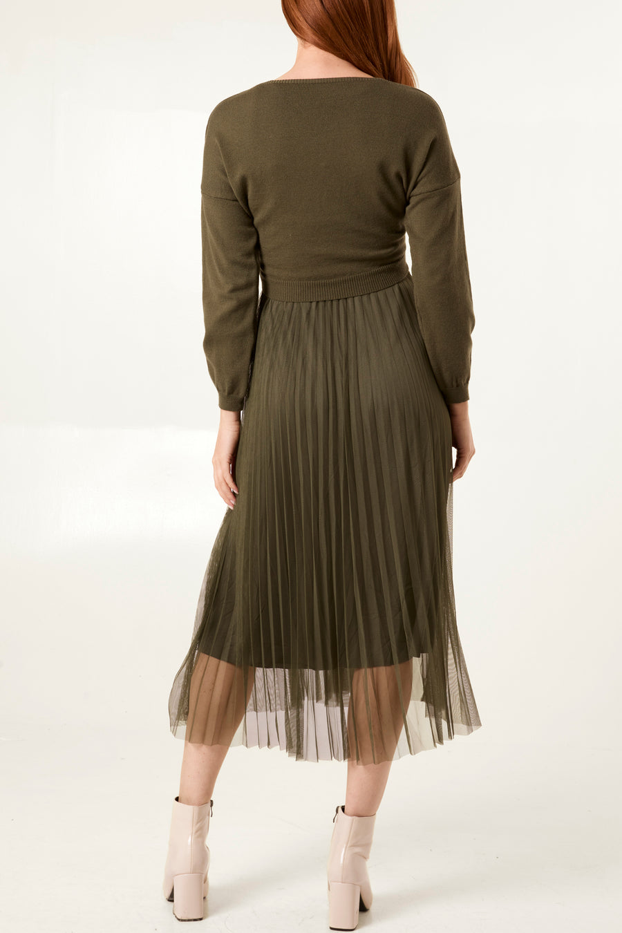 Twisted Front Jumper With Tulle Skirt Dress