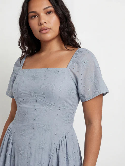 Lovedrobe Dusty Blue Broderie Maxi Dress