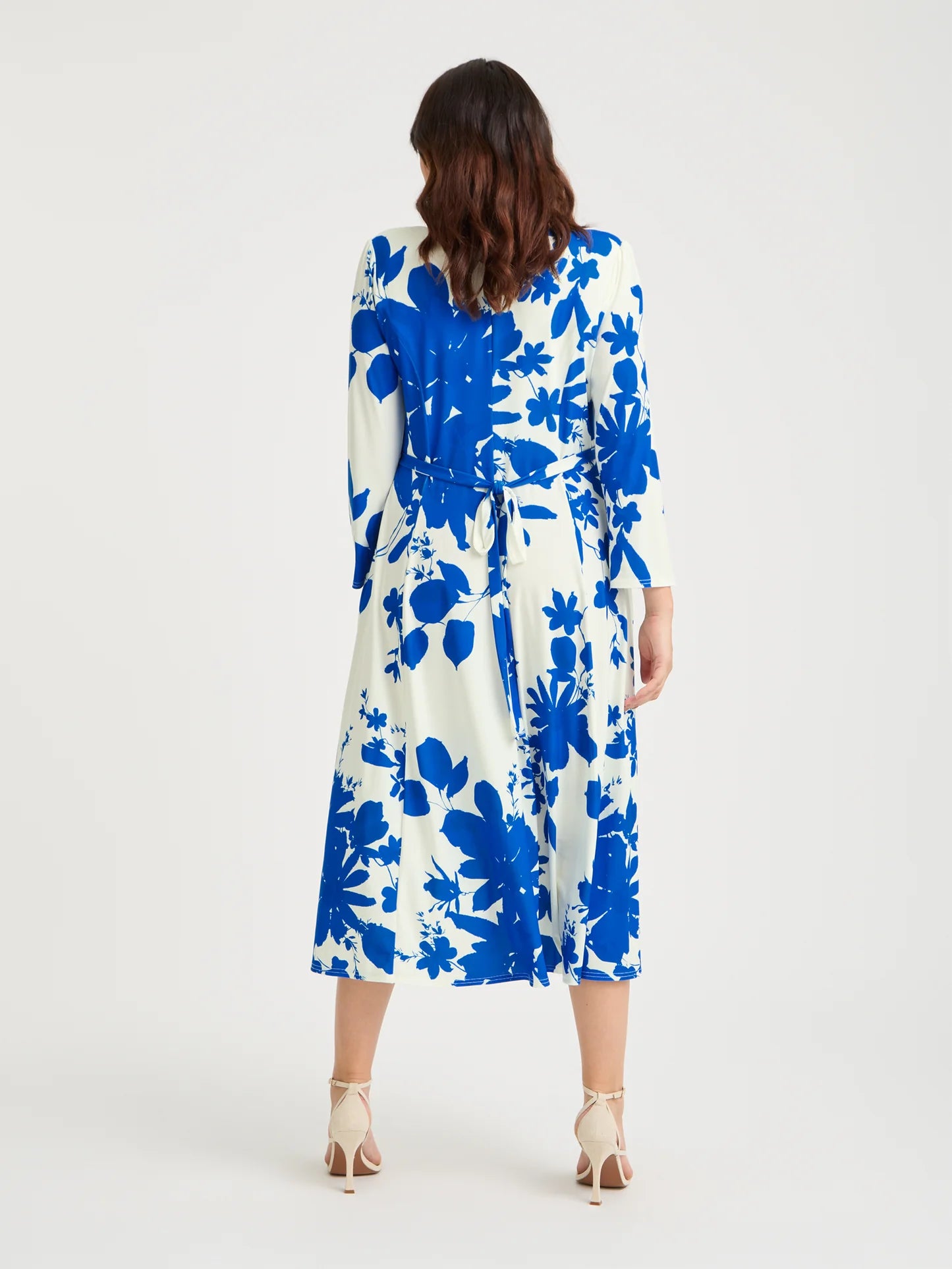Scarlett & Jo Katie Ivory Blue Wrap Midi Dress