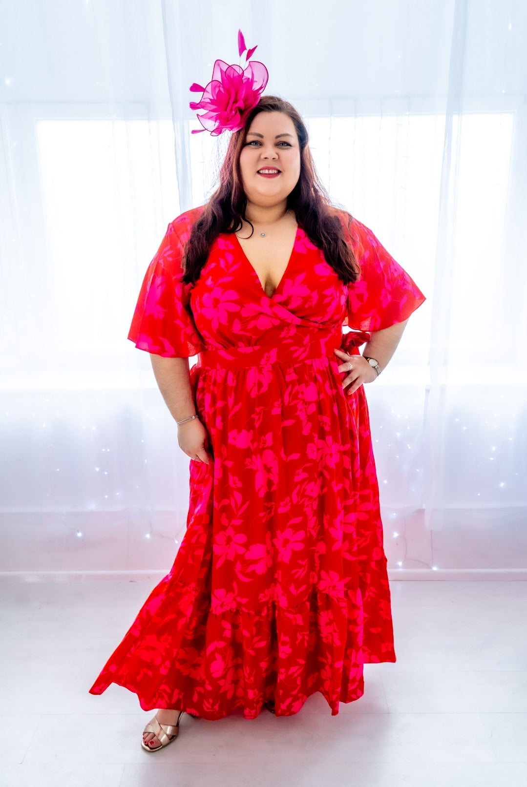 Lovedrobe Red & Pink Floral Maxi Dress