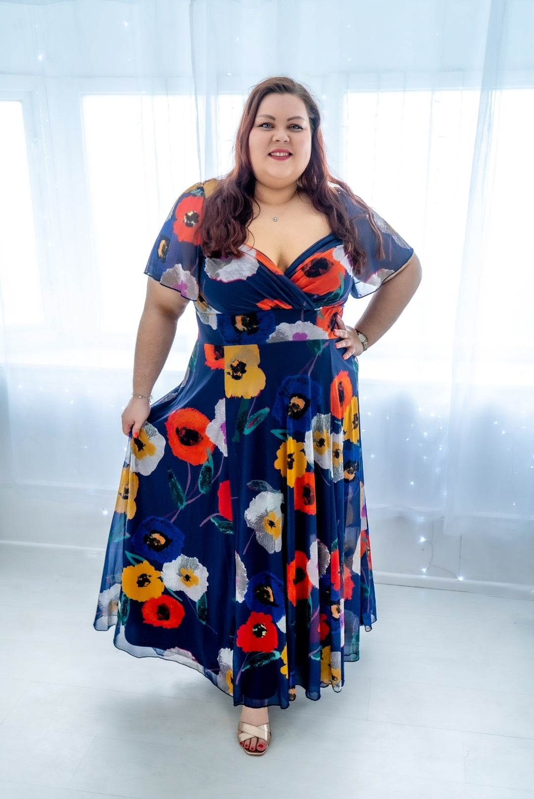 Scarlett & Jo Kemi Navy Poppy Print Maxi Dress