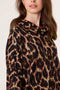 Draped Cowl Neck Leopard Knit Dress