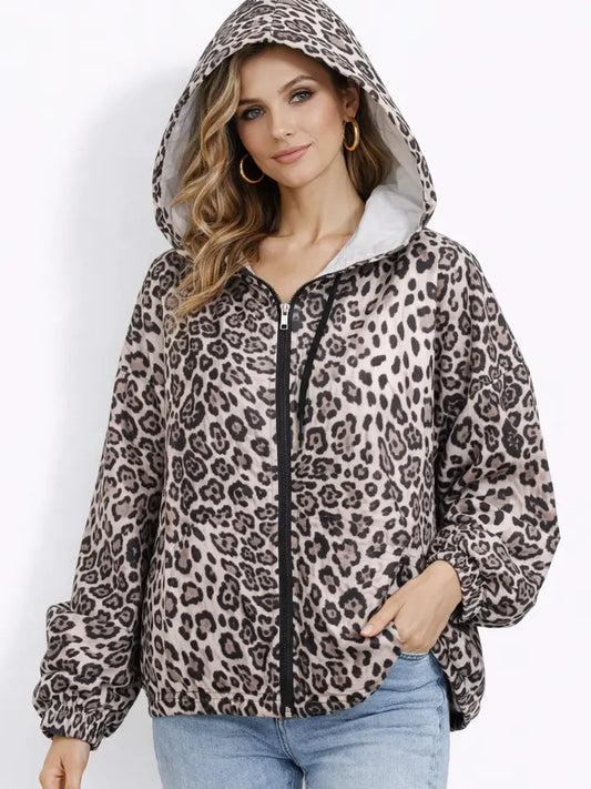 Leopard Oversized Hooded Jacket