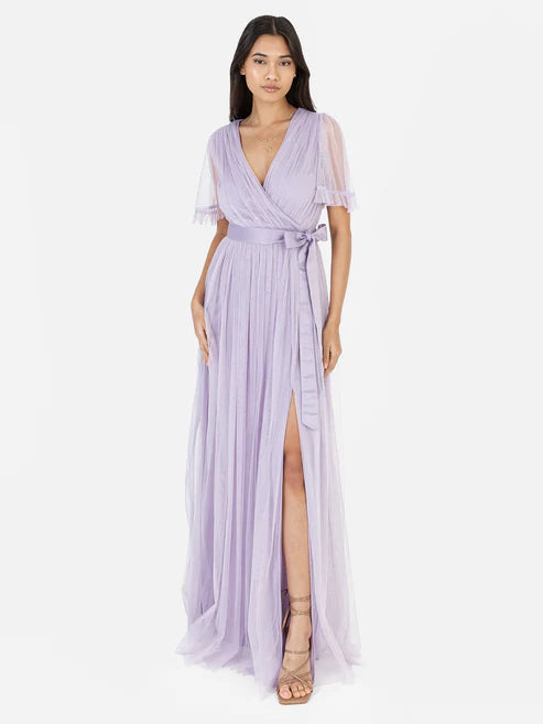 Anaya Dusty Lilac Faux Wrap Maxi Dress