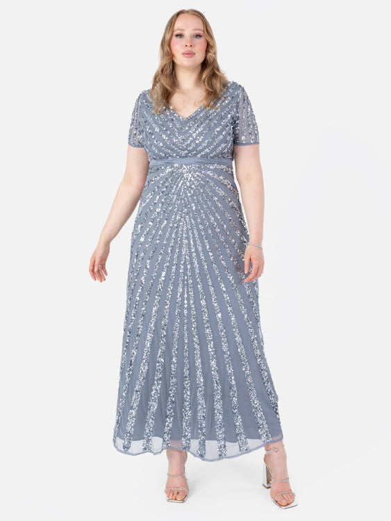 Maya embellished short sleeve maxi clearance dress